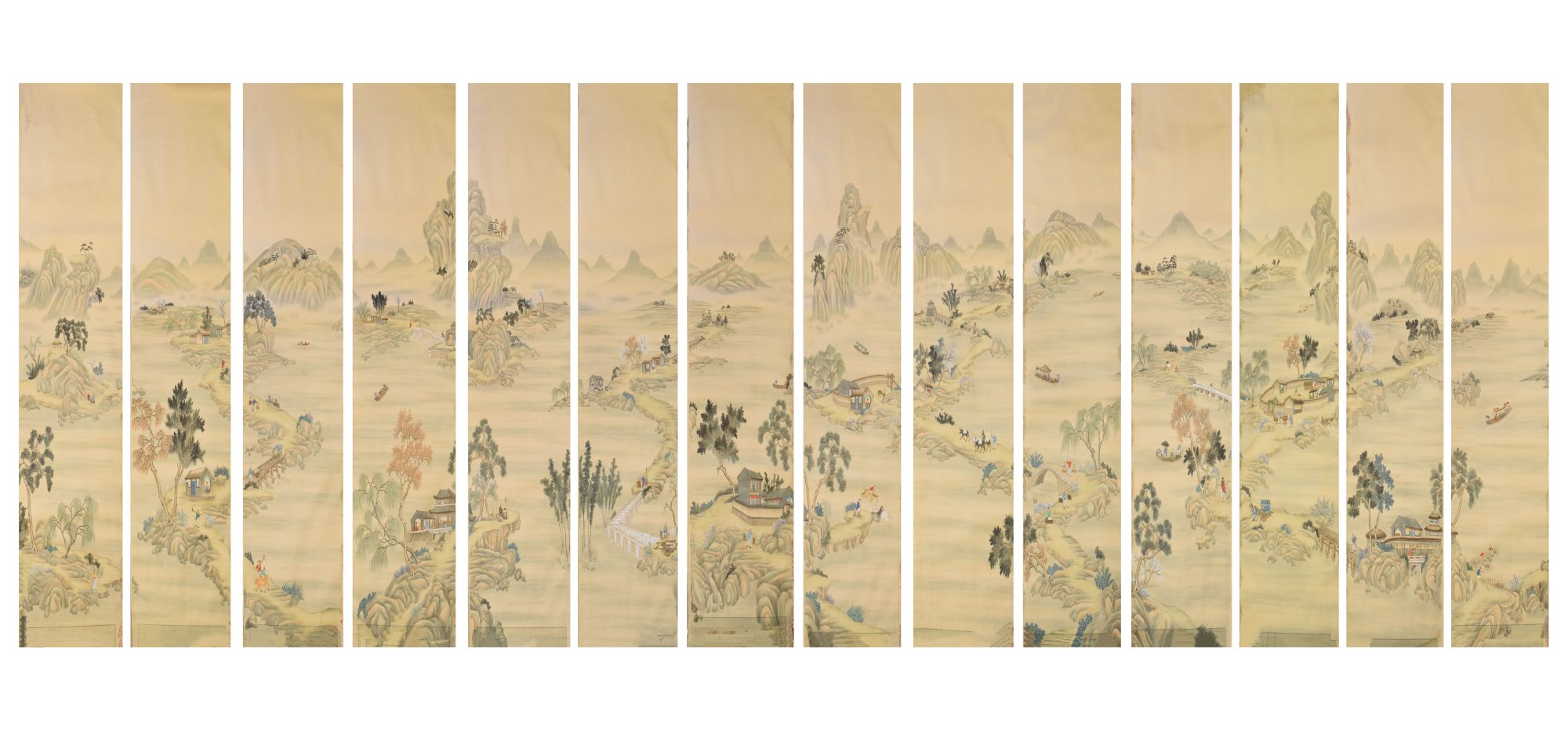 Fourteen rolls of 20th Century Chinese watercolour wallpaper Sold for £7,200