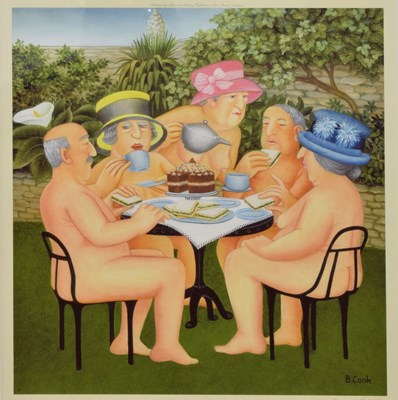 Lot 371 - Beryl Cook (1926-2008) - Signed print - 'Tea in the Garden'