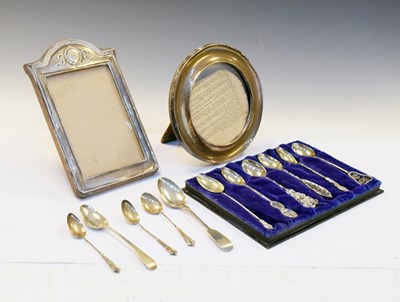 Lot 205 - Two George V silver easel picture frames, Birmingham 1912, etc