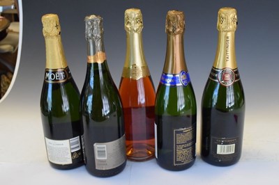 Lot 418 - Five bottles of non-vintage champagne and sparkling wine