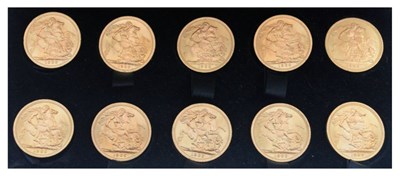 Lot 142 - Coins -  Elizabeth II 'Shell 1966 sovereign set' comprising ten sovereigns