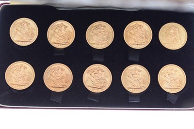 Lot 142 - Coins -  Elizabeth II 'Shell 1966 sovereign set' comprising ten sovereigns
