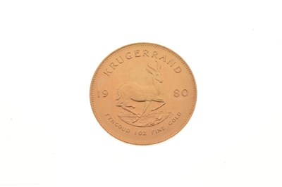 Lot 103 - South African 1oz fine gold Krugerrand coin, 1980