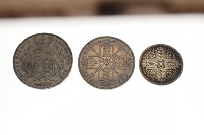 Lot 143 - Queen Victoria silver crown 1844, half crown 1887, and a Florin 1849 (3)