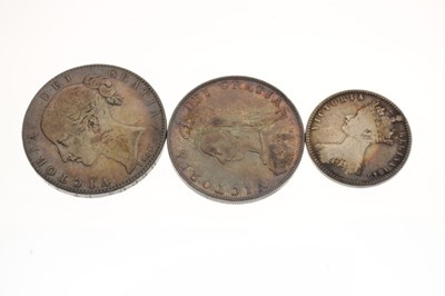 Lot 143 - Queen Victoria silver crown 1844, half crown 1887, and a Florin 1849 (3)