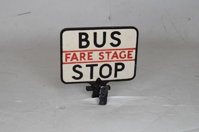 Lot 269 - 20th Century cast metal Fare Stage 'Bus Stop' sign