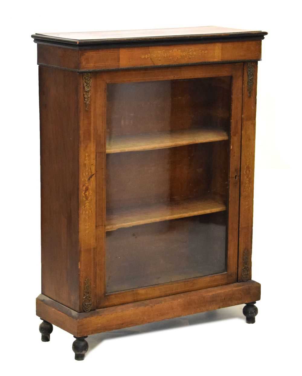 Lot 458 - Late Victorian inlaid walnut pier cabinet