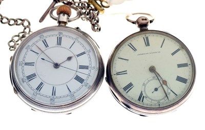 Lot 136 - Two silver pocket watches and Albert