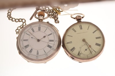 Lot 136 - Two silver pocket watches and Albert
