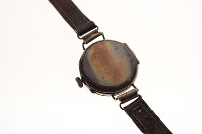 Lot 123 - Lady's silver-cased wristwatch with enamel bezel