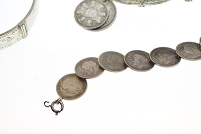 Lot 48 - Coin bracelet, silver bracelet, etc