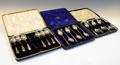 Lot 193 - Three sets of cased silver teaspoons