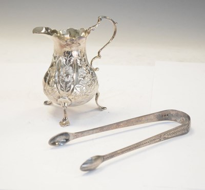 Lot 178 - Early George III silver cream jug and pair of sugar tongs