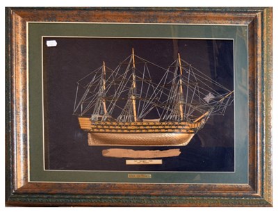 Lot 296 - Framed model of HMS Victory, with a piece of oak purportedly salvaged from HMS Victory