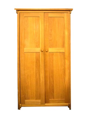 Lot 592 - Modern light oak wardrobe