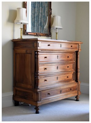 Lot 543 - 19th Century French walnut or fruitwood marble-topped chest