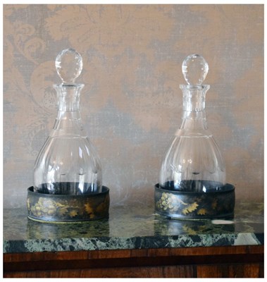 Lot 493 - Pair of 19th Century decanters with papier-mache stands