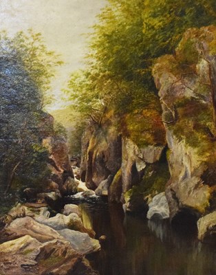 Lot 392 - D.M. Davies - Oil on canvas - Ravine