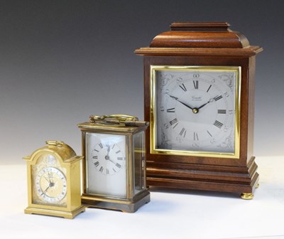 Lot 407 - Brass carriage timepiece and brass desk clock