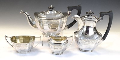 Lot 182 - George V silver four-piece tea service