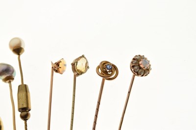Lot 68 - Collection of fourteen stone set stickpins