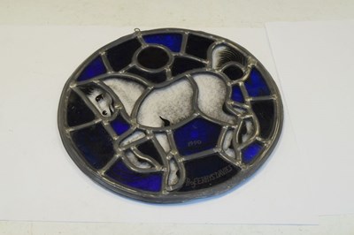 Lot 320 - Stained glass roundel window of a horse