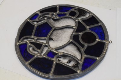 Lot 320 - Stained glass roundel window of a horse