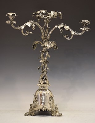 Lot 179 - Victorian silver plated three branch centre piece