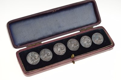 Lot 75 - Cased set of six silver Art Nouveau buttons