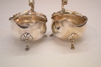 Lot 72 - Pair of George II silver sauceboats