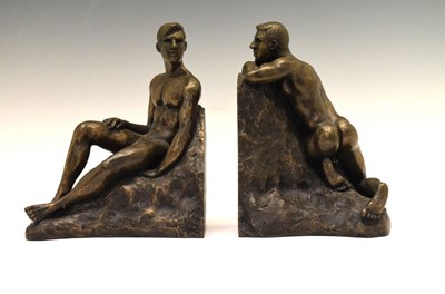 Lot 251 - Pair bookends of naked males