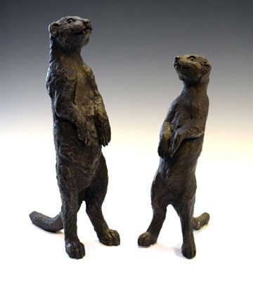 Lot 273 - Suzie Marsh - Two 'bronzed' meerkat sculptures