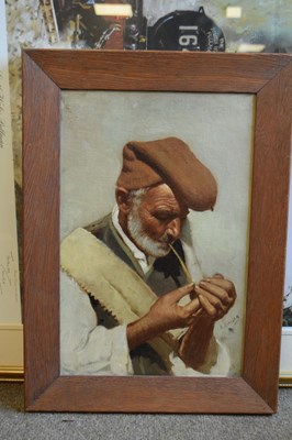 Lot 401 - Salvatore Maresca (Italian circa 1900) - Oil on board - Pair of studies of pipe smokers
