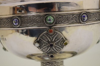 Lot 87 - George V Irish silver pedestal bowl a copy of the Ardagh Cup with presentation inscription