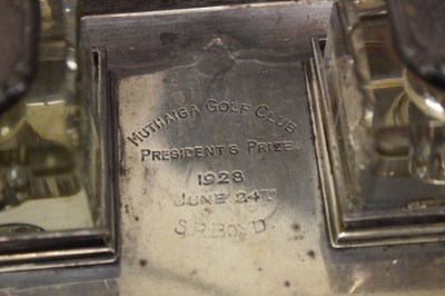 Lot 88 - George V silver desk inkstand