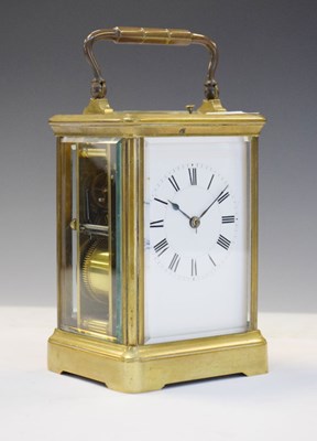 Lot 402 - Brass repeater carriage clock