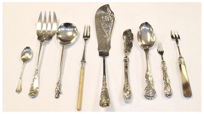 Lot 197 - Quantity of  silver flatware, etc to include Edward VII fish servers
