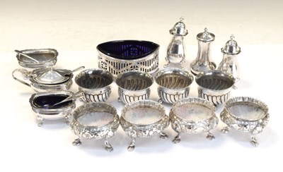Lot 189 - Eleven pieces of table silver, together with a set of four plated salts