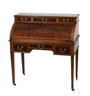 Lot 480 - Edwardian inlaid mahogany writing table