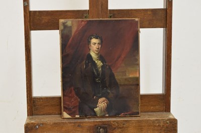 Lot 382 - Circle of Thomas Phillips, (1770-1845) - Oil on paper - Portrait of a young gentleman