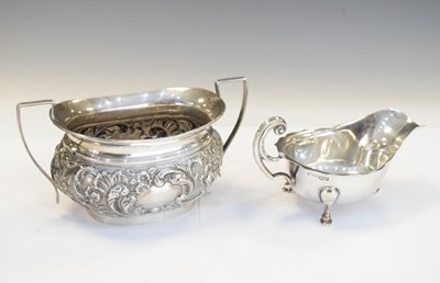 Lot 174 - Late Victorian silver sugar bowl with embossed decoration