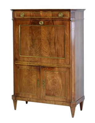 Lot 512 - Mid 19th Century Continental mahogany and brass secretaire a abattant