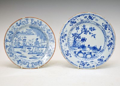 Lot 325 - Two 18th Century Liverpool-attributed English Delftware plates