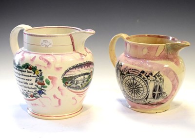 Lot 394 - Two 19th Century Sunderland puce lustre pottery jugs