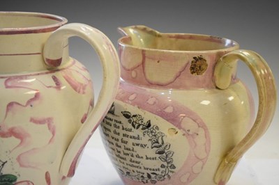 Lot 394 - Two 19th Century Sunderland puce lustre pottery jugs