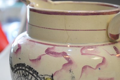 Lot 394 - Two 19th Century Sunderland puce lustre pottery jugs