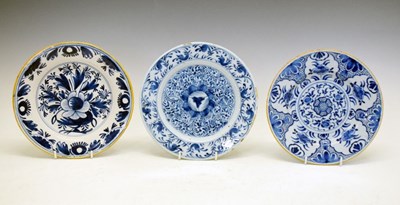 Lot 328 - Three 18th Century Dutch Delft plates