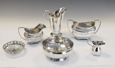 Lot 187 - Seven pieces of silver to include George V cream jug and sugar bowl, etc