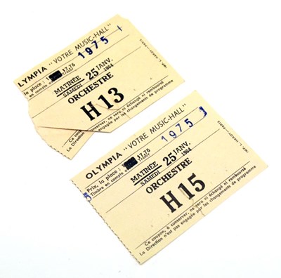 Lot 124 - Beatles Interest - Two Beatles concert tickets for the 25th January 1964, Paris, etc.