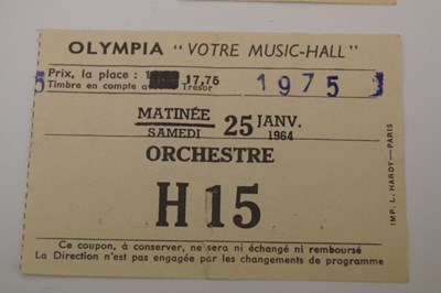 Lot 124 - Beatles Interest - Two Beatles concert tickets for the 25th January 1964, Paris, etc.